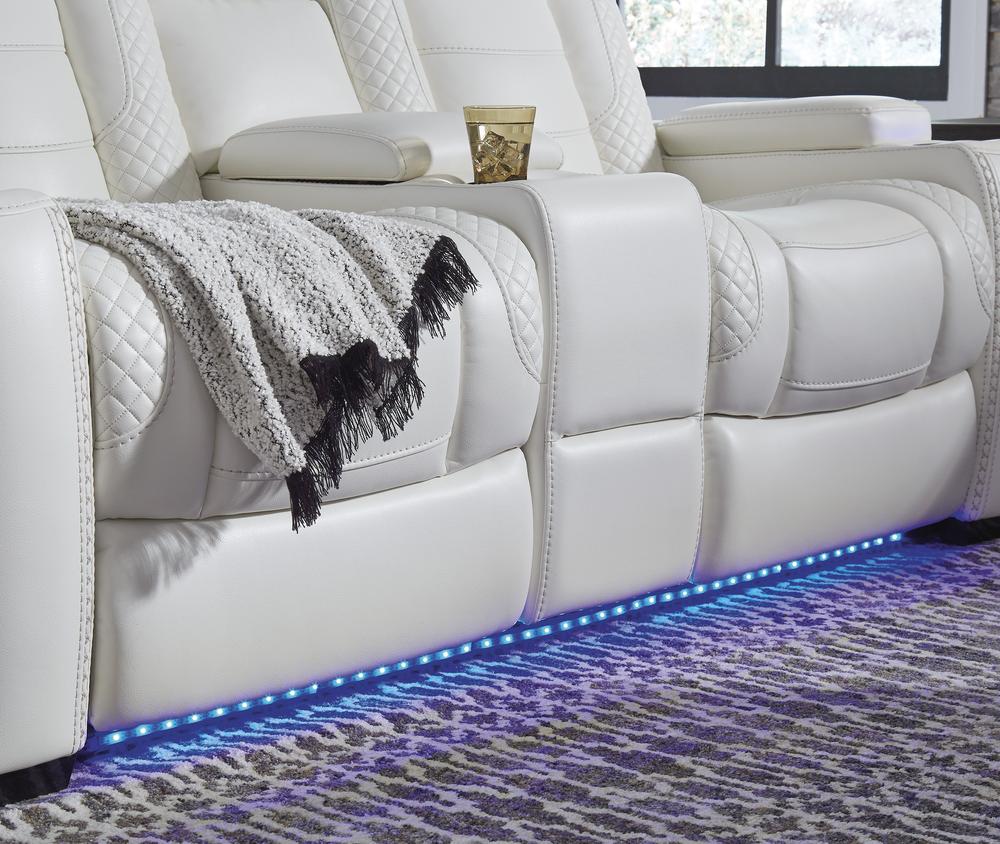 Party Time White LED/POWER Reclining Sofa and Loveseat 37004