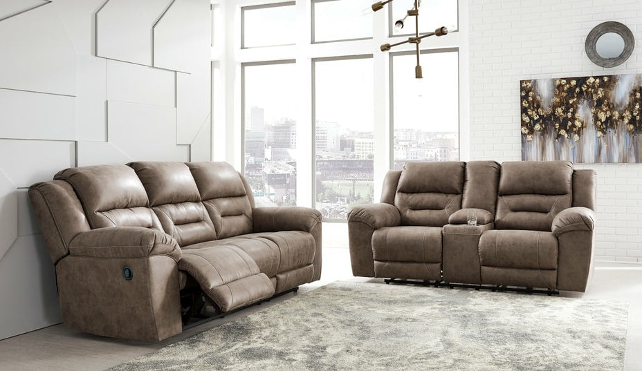 Stoneland Chocolate Reclining Sofa and Loveseat 39904