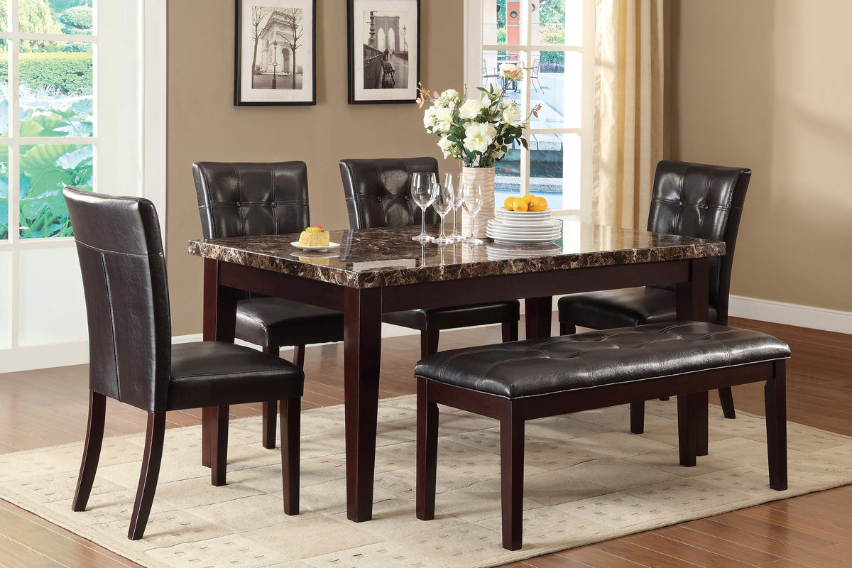 Teague Brown Faux Marble Dining Set | 2544