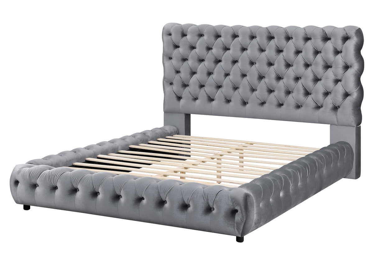 Flory Gray King Upholstered Platform Bed 5112