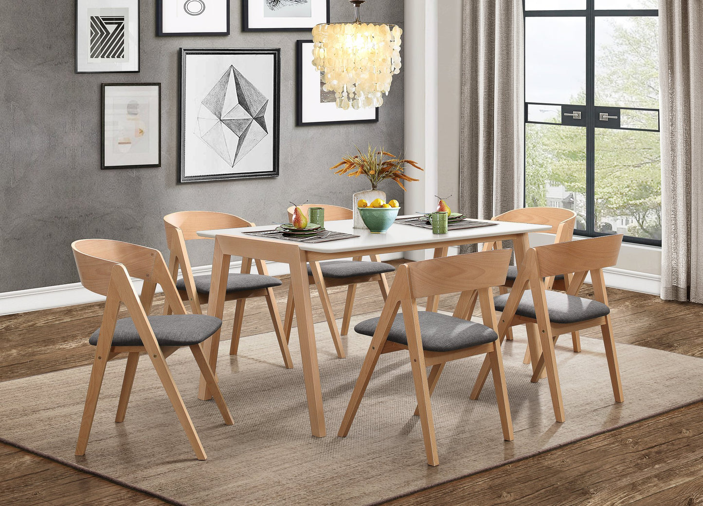 Misa White/Natural 5pc Dining Set 5575