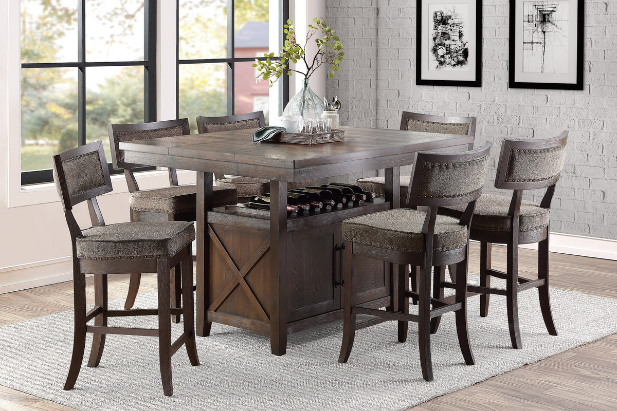 Oxton Dark Cherry/Gray Fabric Extendable Counter Height Set 5655