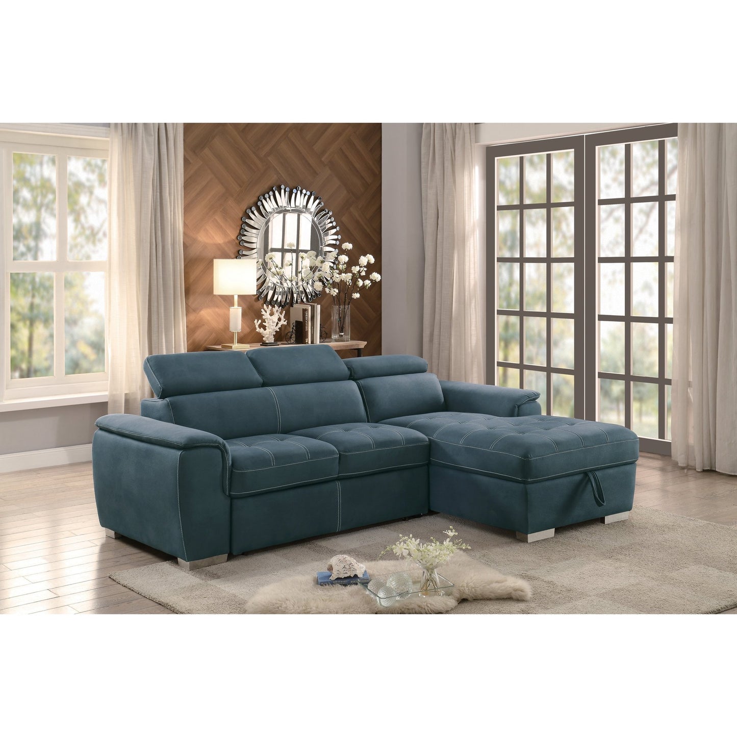 Ferriday Blue Storage Sleeper Sectional 8228