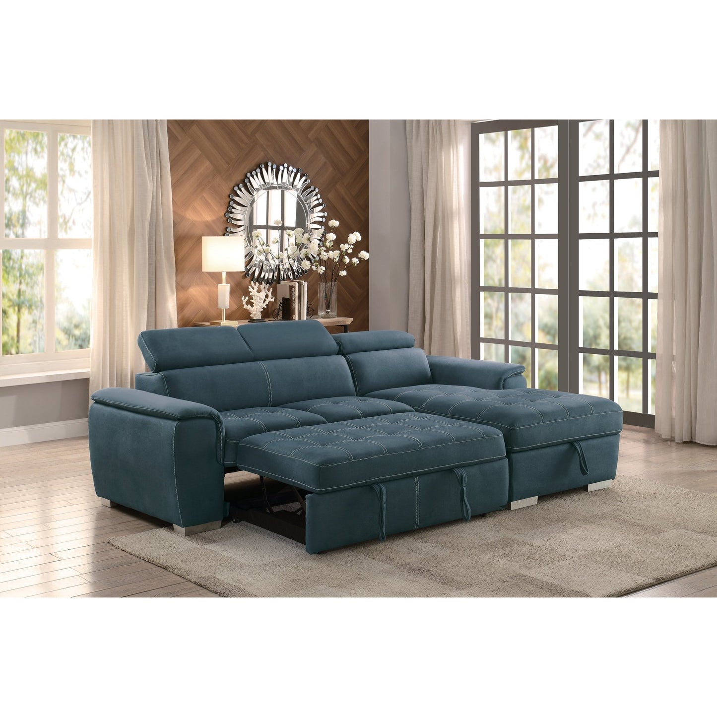 Ferriday Blue Storage Sleeper Sectional 8228