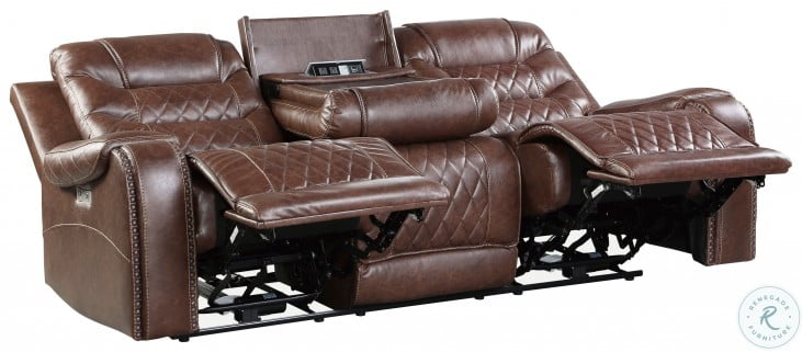 Putnam Brown POWER Reclining Sofa and Loveseat 9405