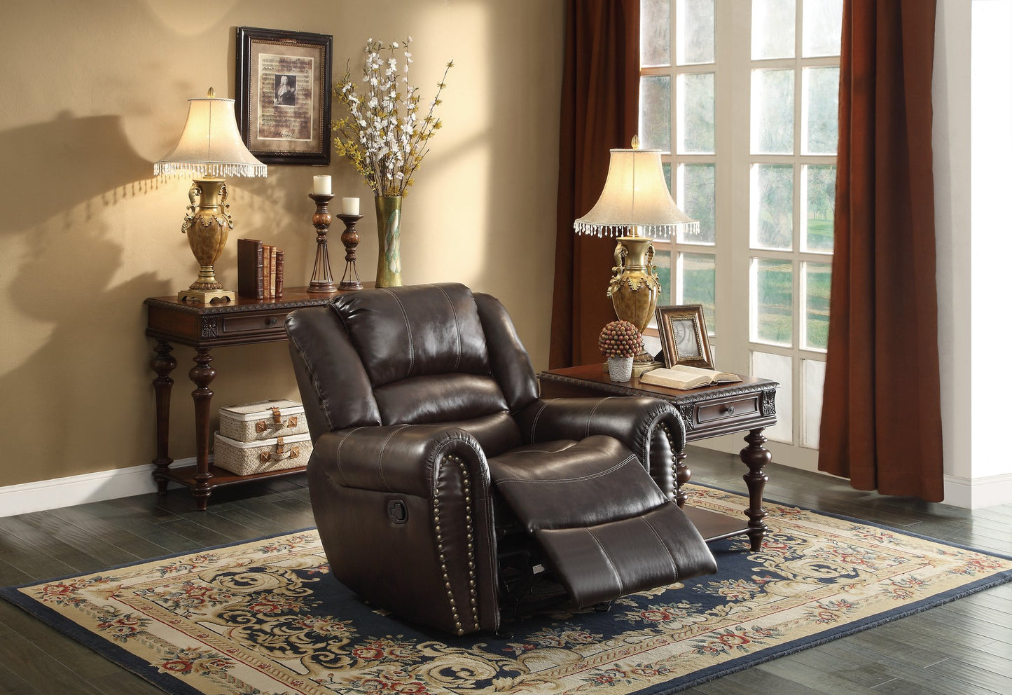 Center Hill Brown Reclining Sofa and Loveseat 9668