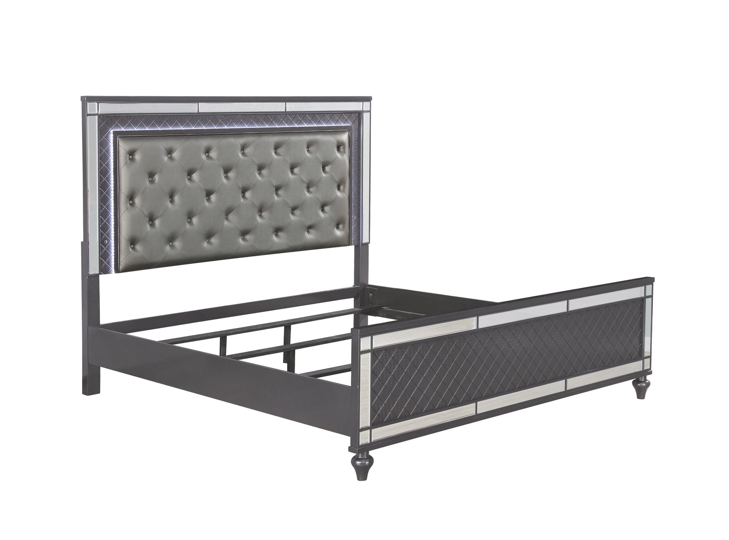 Refino Gray LED Upholstered Panel Bedroom Set | B1670