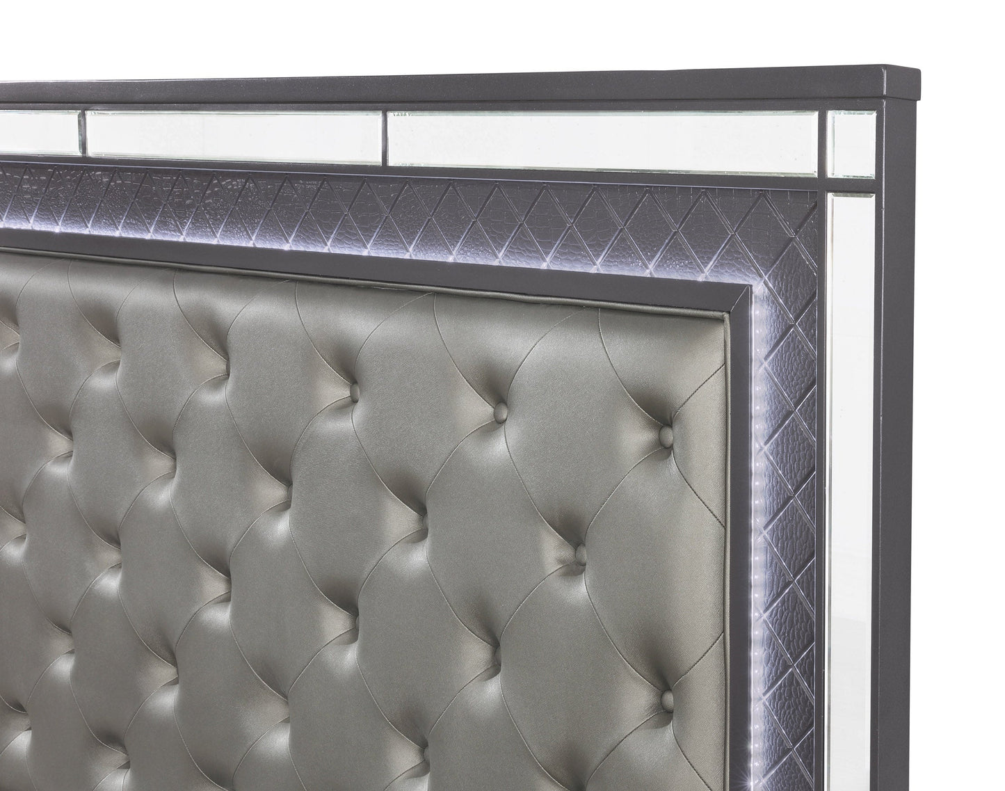 Refino Gray LED Upholstered Panel Bedroom Set | B1670