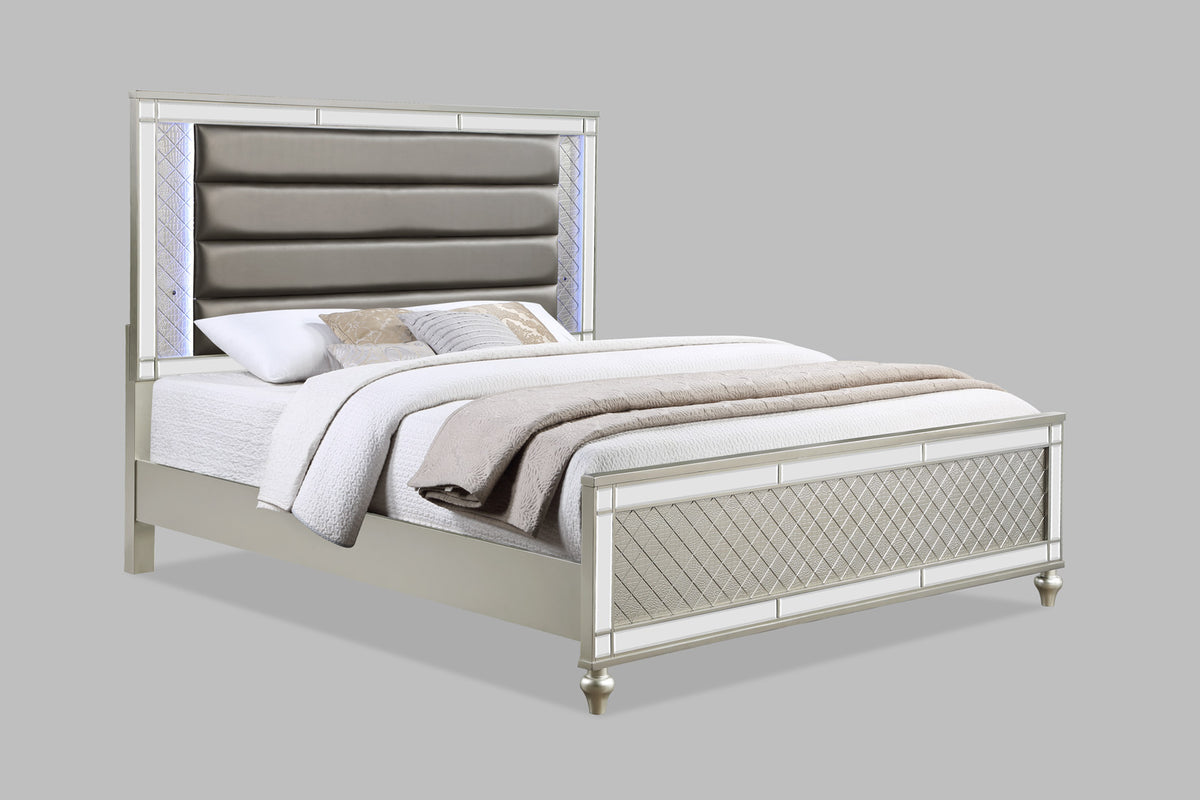 Cristian Champagne LED Upholstered Panel Bedroom Set B1680
