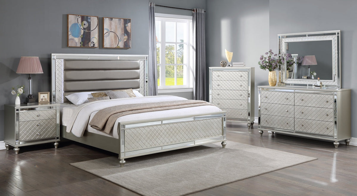 Cristian Champagne LED Upholstered Panel Bedroom Set B1680