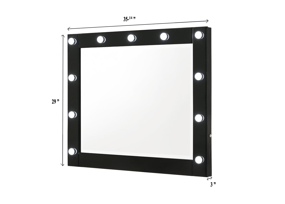 Avery Black Makeup Vanity Set with Lighted Mirror