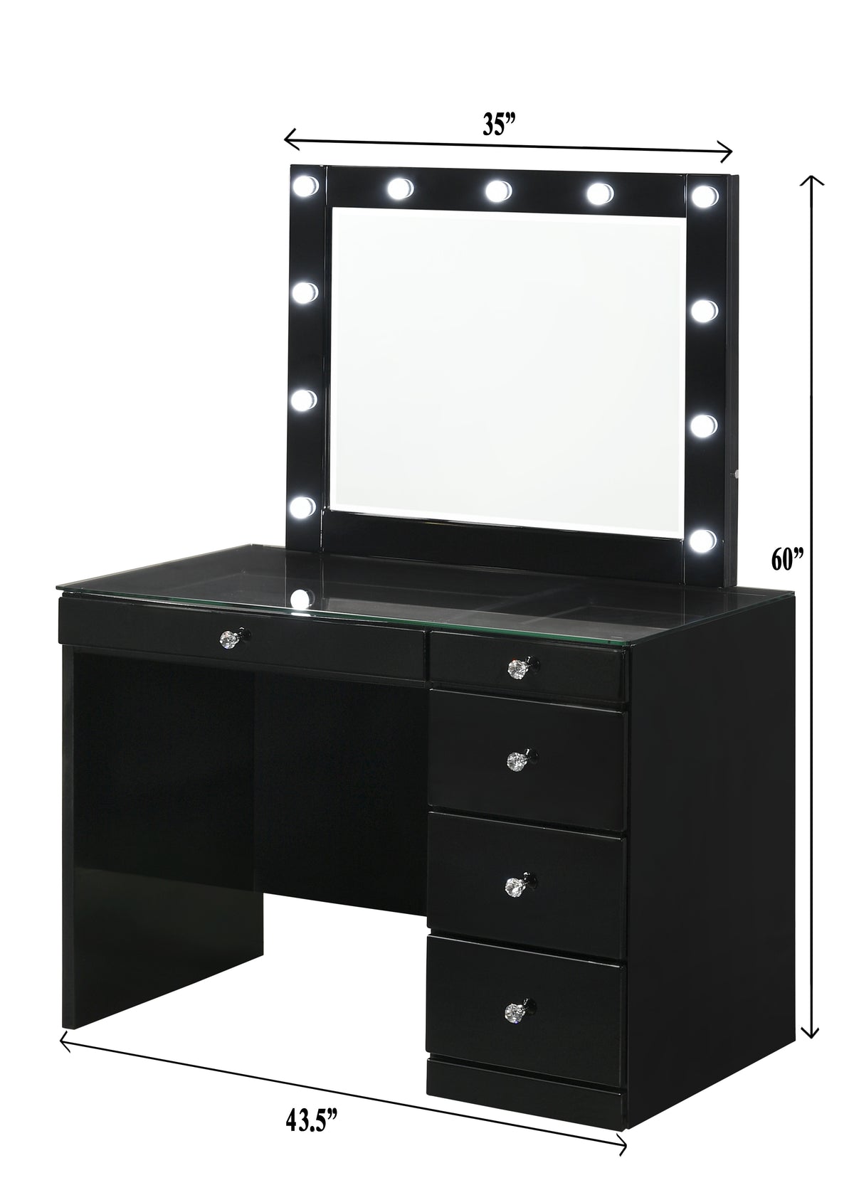 Morgan Black Makeup Vanity Set with Lighted Mirror
B4851