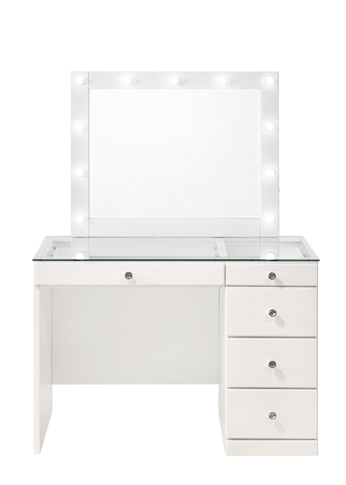 Morgan White Makeup Vanity Set with Lighted Mirror B4851