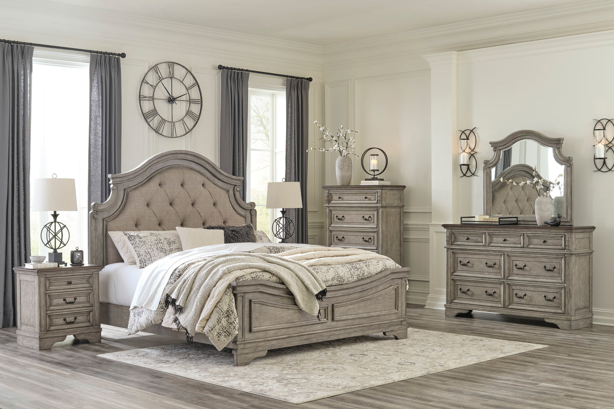 Lodenbay Antique Gray Upholstered Panel Bedroom Set
B751