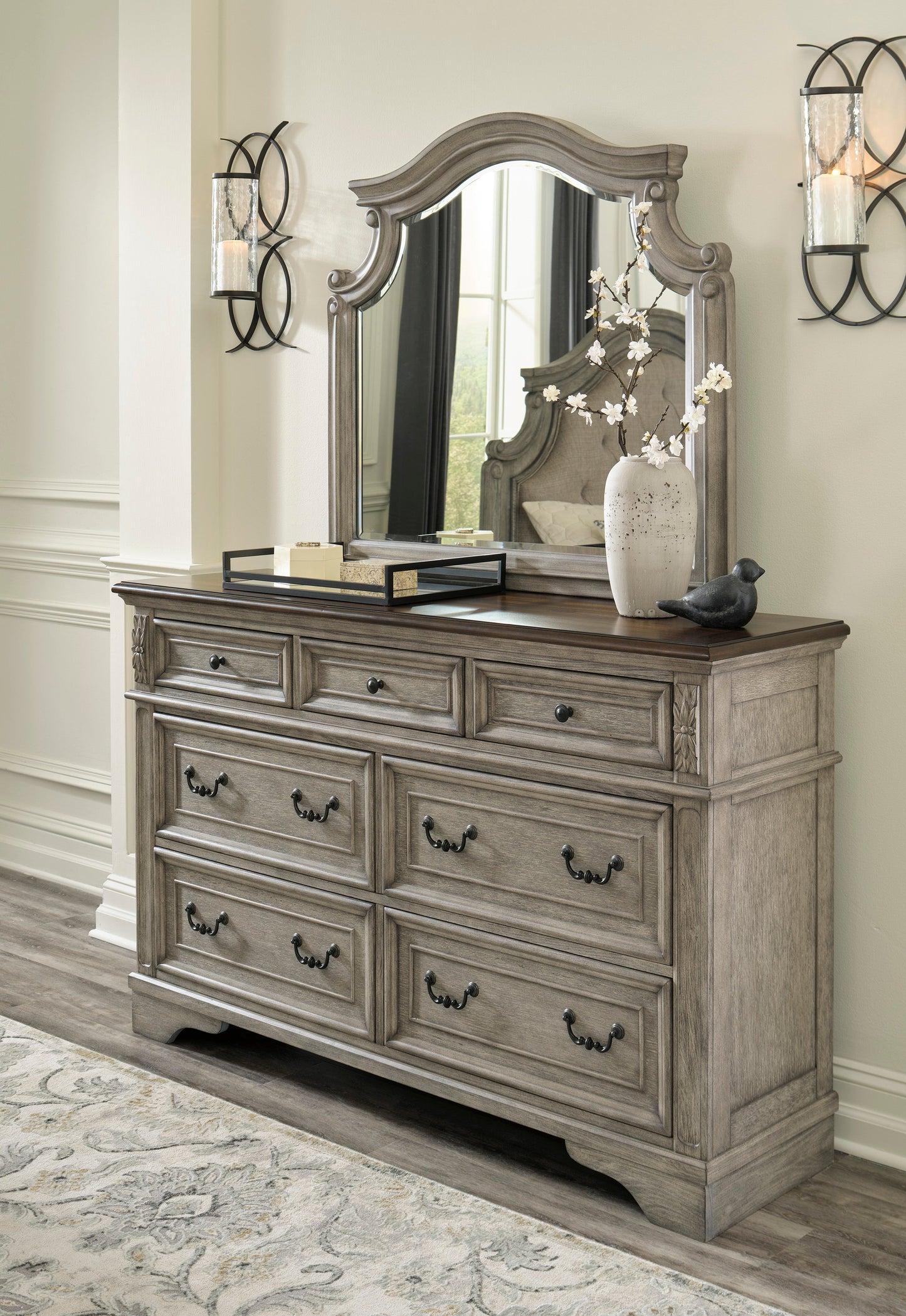 Lodenbay Antique Gray Upholstered Panel Bedroom Set
B751