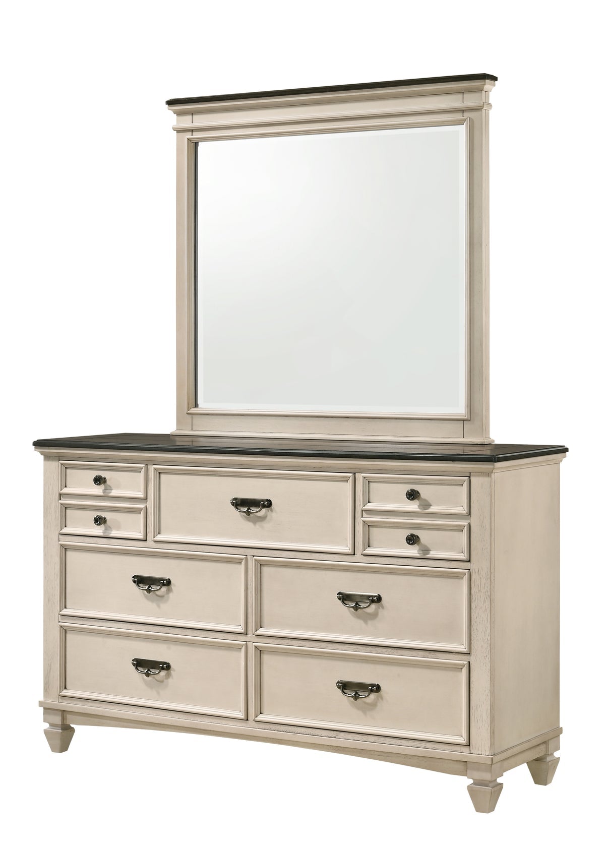 Sawyer Antique White/Brown Panel Bedroom Set | B9100