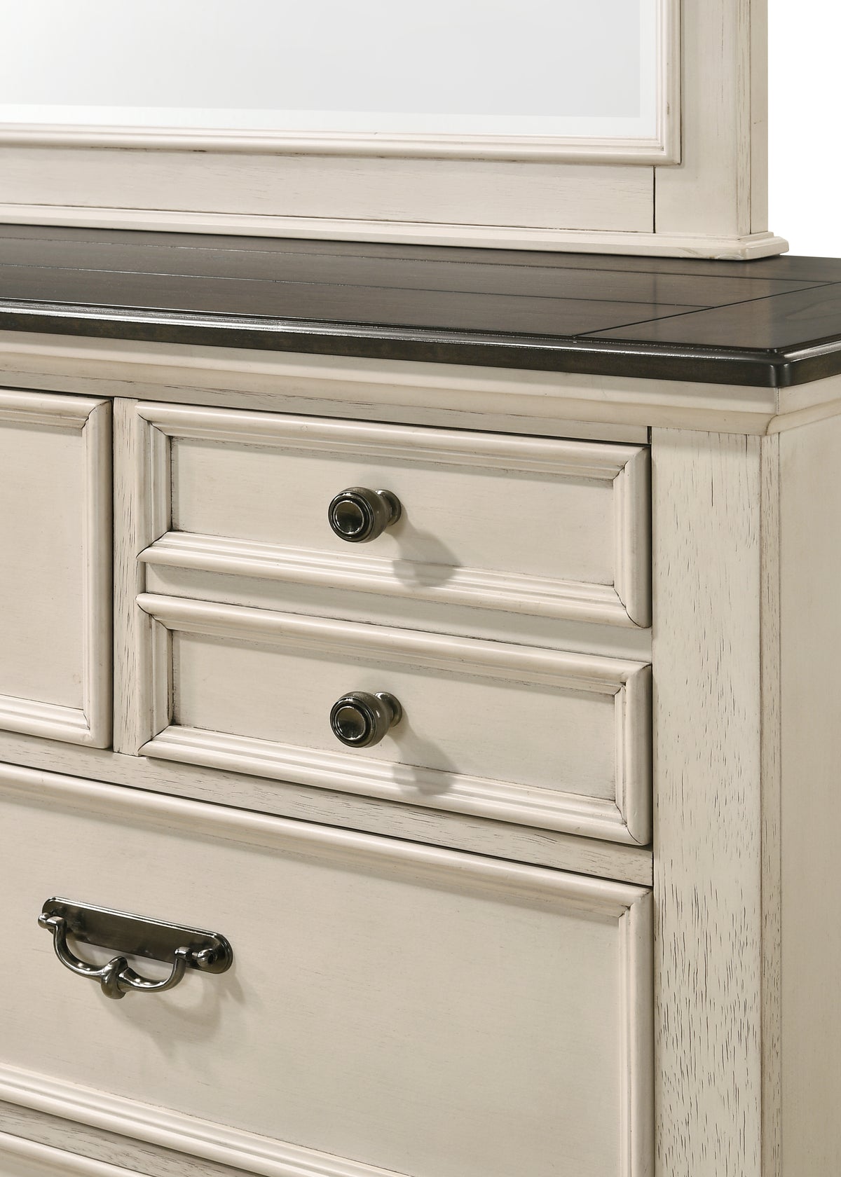 Sawyer Antique White/Brown Panel Bedroom Set | B9100