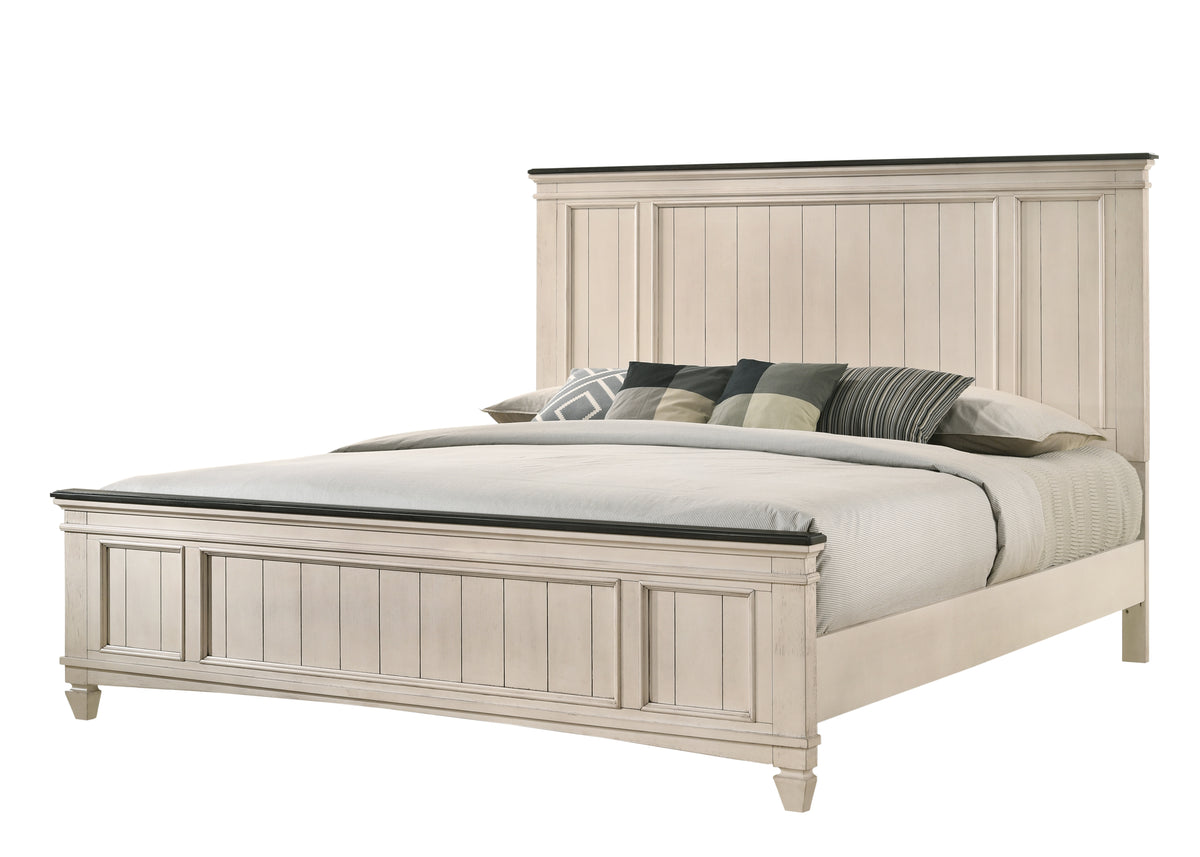 Sawyer Antique White/Brown Panel Bedroom Set | B9100