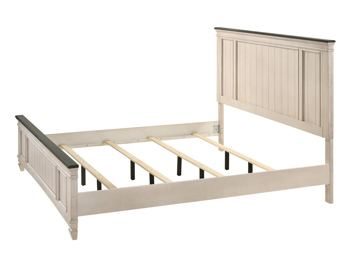 Sawyer Antique White/Brown Panel Bedroom Set | B9100
