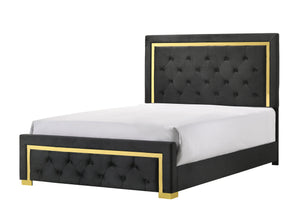 Pepe Black/Gold Panel Upholstered Bedroom Set

B9290