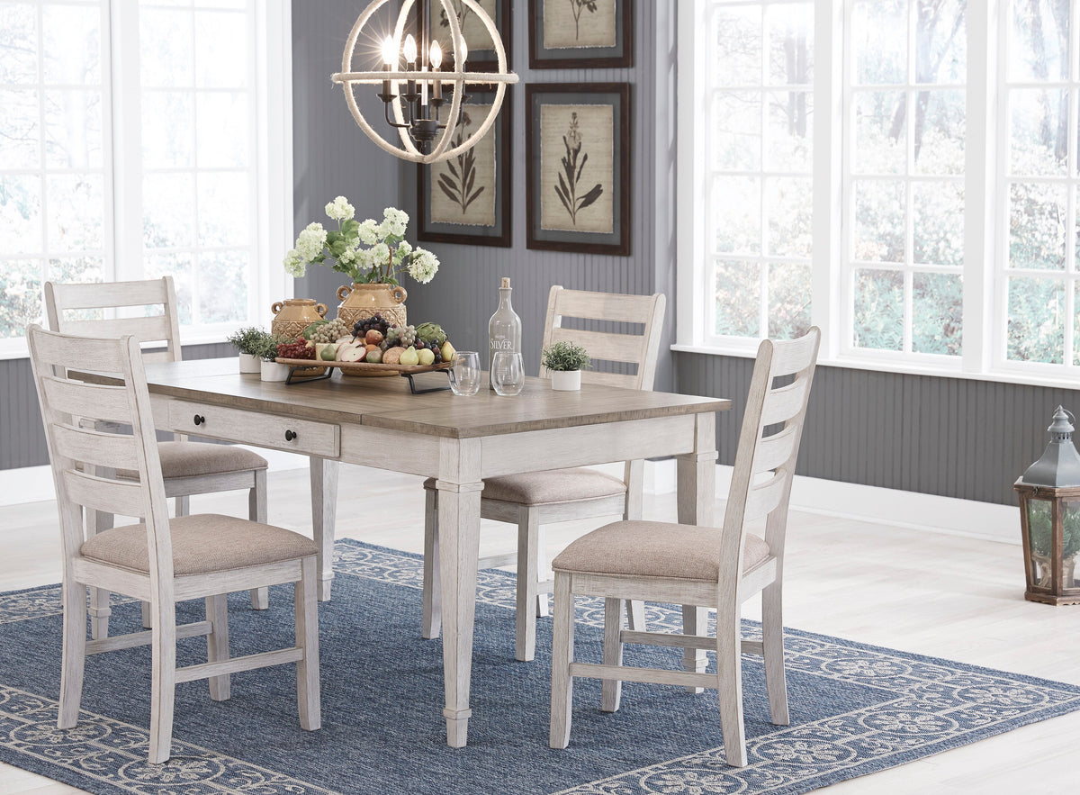 Skempton White/Light Brown 5pc Dining Room Set | D394