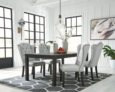Jeanette Black-Linen 5pc Dining Room Set | D702