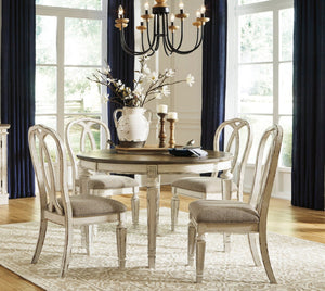 Realyn Chipped White Oval 5pc Dining Room Set | D743