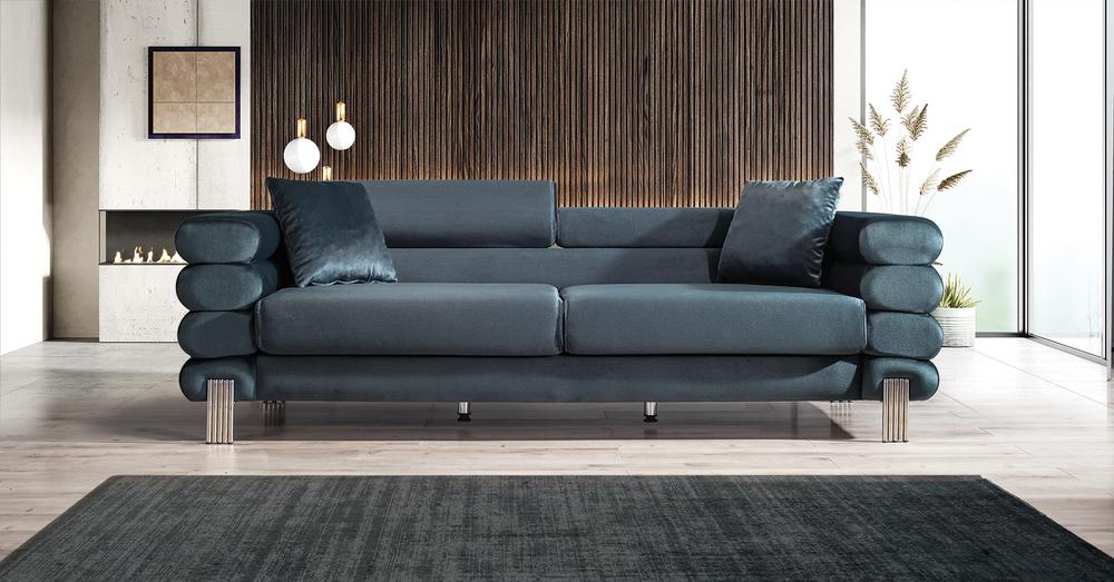 Wilton Cadet Gray Velvet Sofa & Loveseat