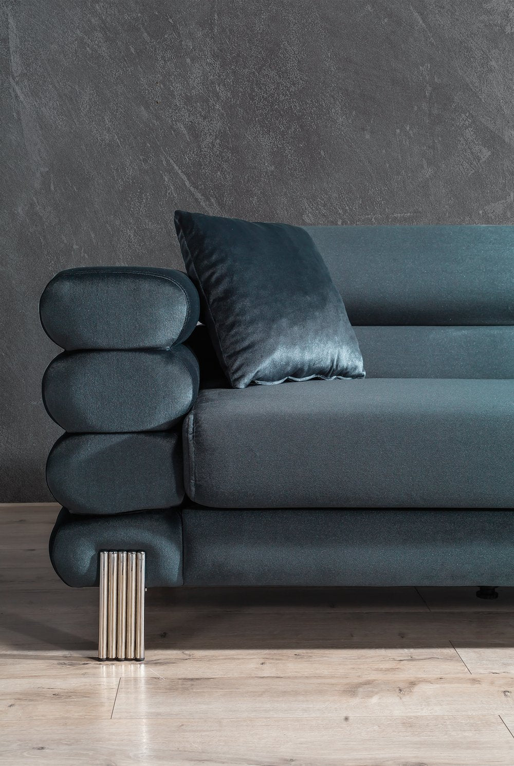 Wilton Cadet Gray Velvet Sofa & Loveseat