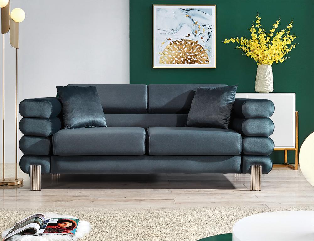 Wilton Cadet Gray Velvet Sofa & Loveseat