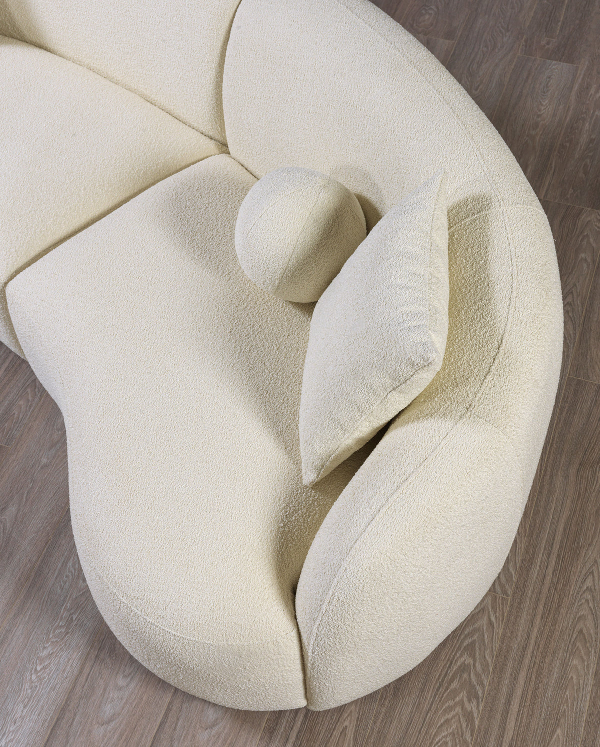 Bonita Ivory Boucle 3pc Curved 138" Sectional