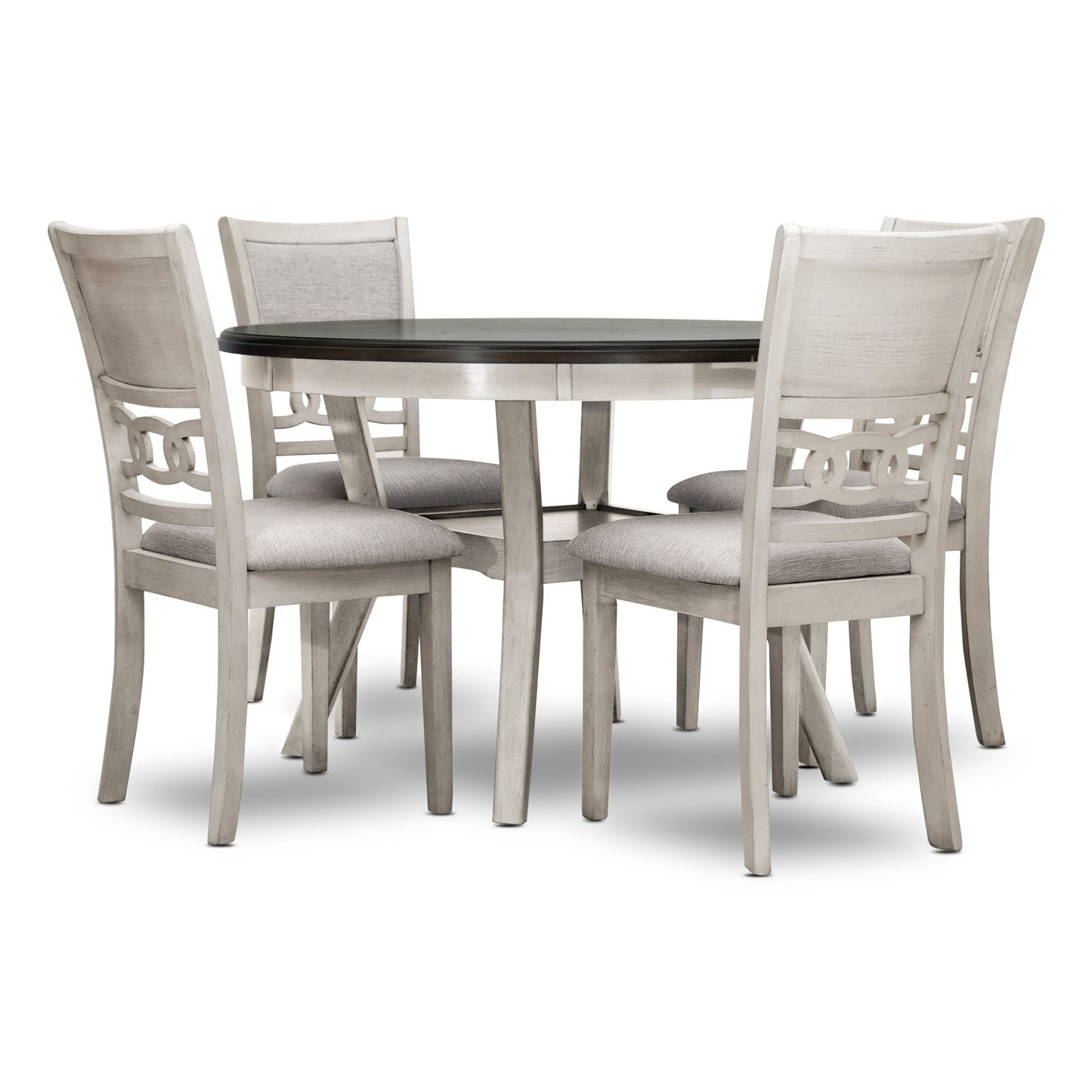 Mia White/Brown 5pc Dining Room Set  SH1155