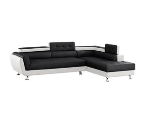 Izzi Black/White Faux Leather Sectional S4545