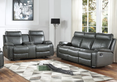 Terry Gray Reclining Sofa and Loveseat 9989