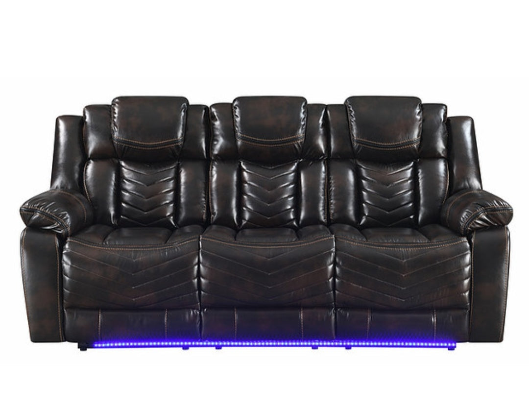 Lucky Charm Brown LED/BLUETOOTH SPEAKERS 3pc Reclining Set S2021
