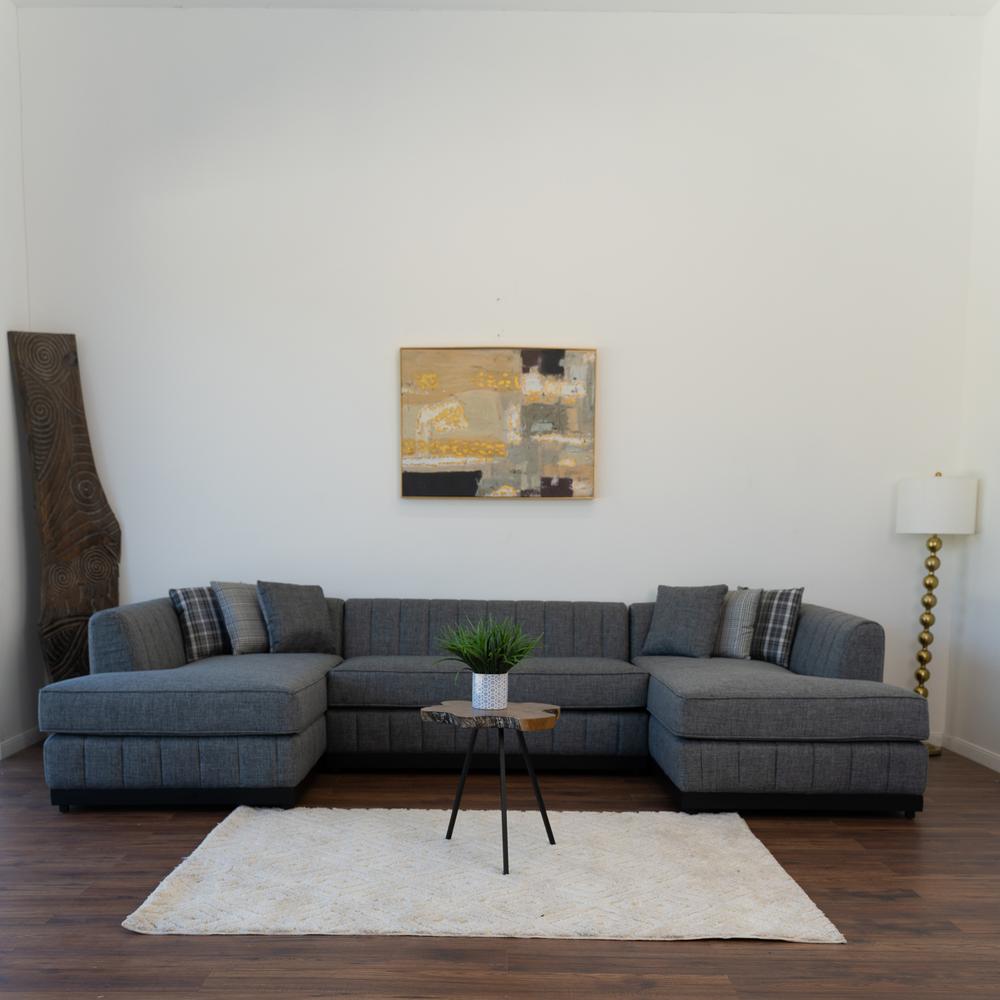 Grayson Linen Gray Double Chaise 141" Sectional