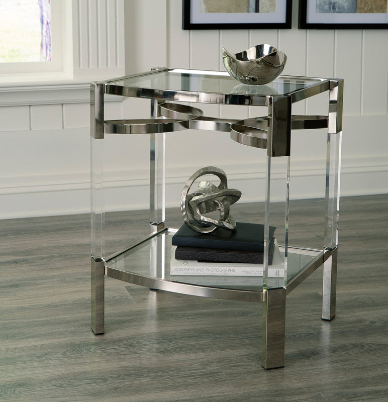 Chaseton Clear/Silver Finish Accent Table A4000334