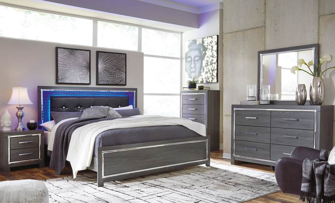 Lodanna Grey LED Panel Bedroom Set |B214