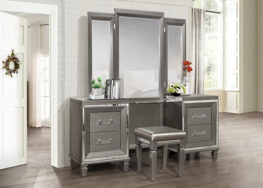 Tamsin Grey Vanity Set with Stool