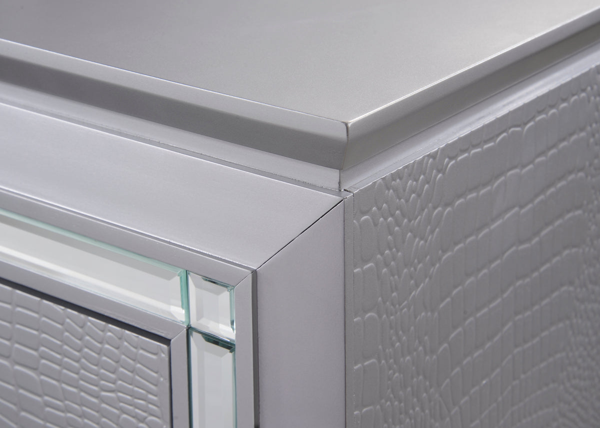 Lillian Silver LED Panel Bedroom Set | B7100 - Harwin Furniture