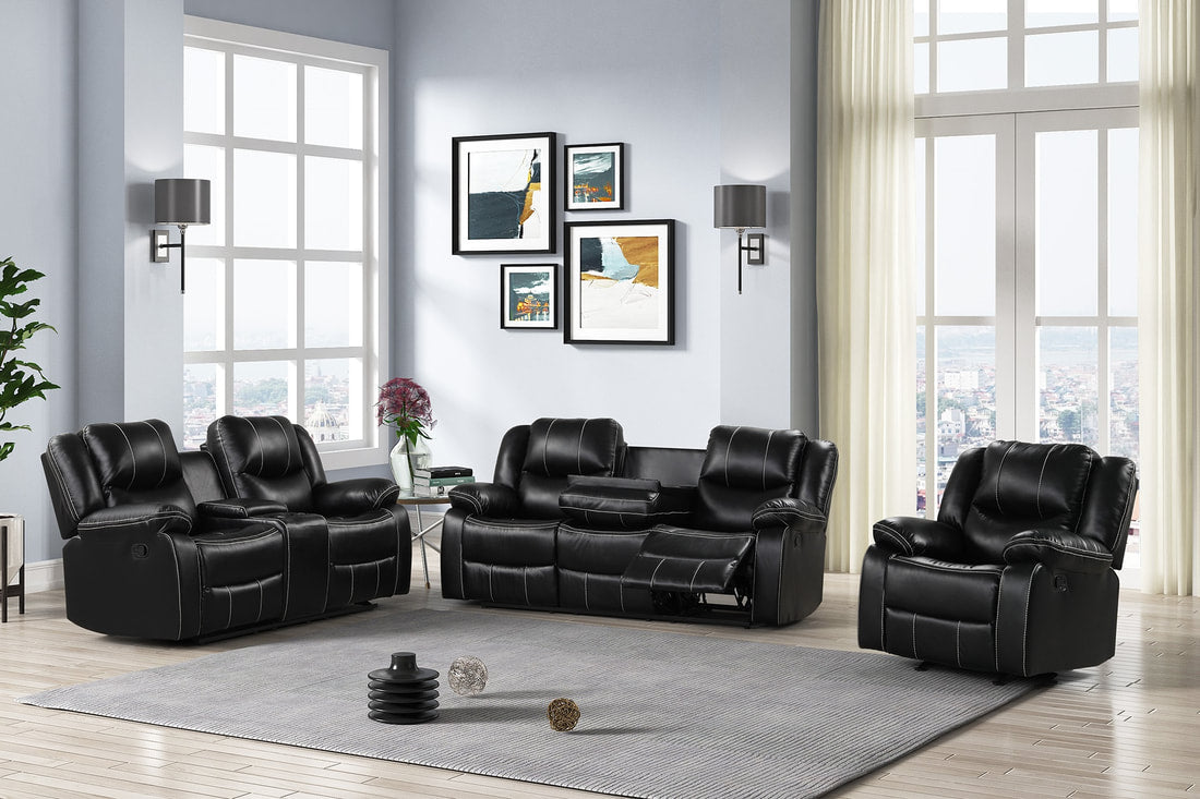 Carter Black PU 3pc Reclining Set