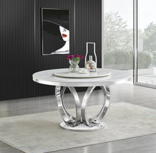 Load image into Gallery viewer, Maxi Silver/White Faux Marble Dining Set D615