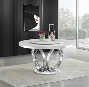 Maxi Silver/White Faux Marble Dining Set D615