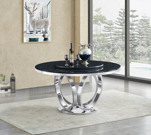 Maxi Silver/Black Faux Marble Dining Set D615