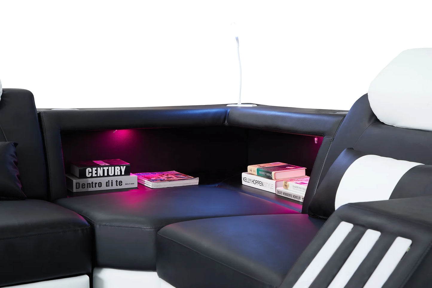 Matrix Black 163" BLUETOOTH Sectional with Coffee Table and TV Stand S9916