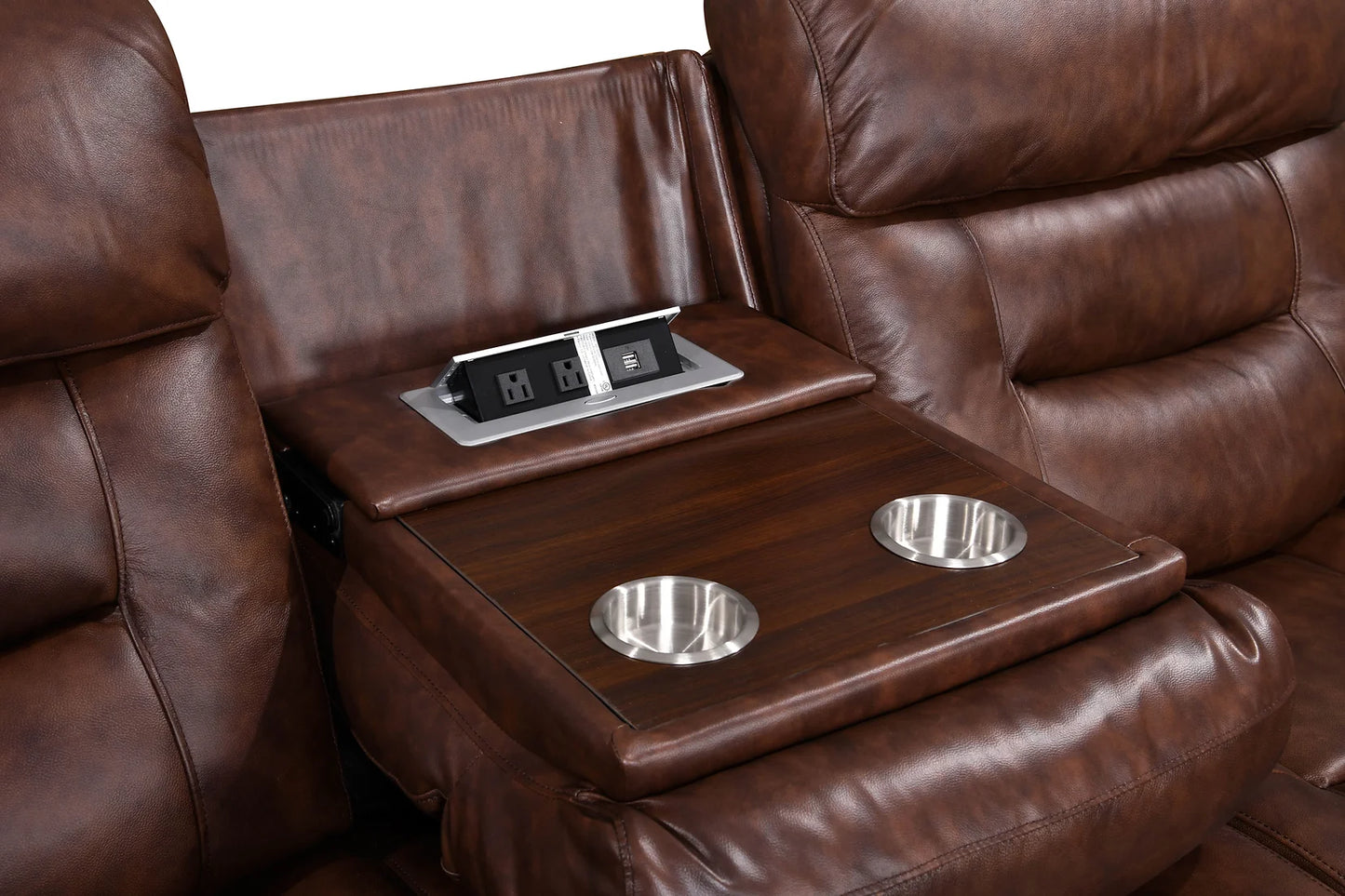 Rosewood Brown POWER/TOP GRAIN LEATHER Reclining 3pc Set S2226