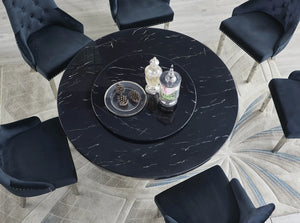 Unico Black/Grey Faux Marble Dining Set D605