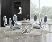 Load image into Gallery viewer, Maxi Silver/White Faux Marble Dining Set D615