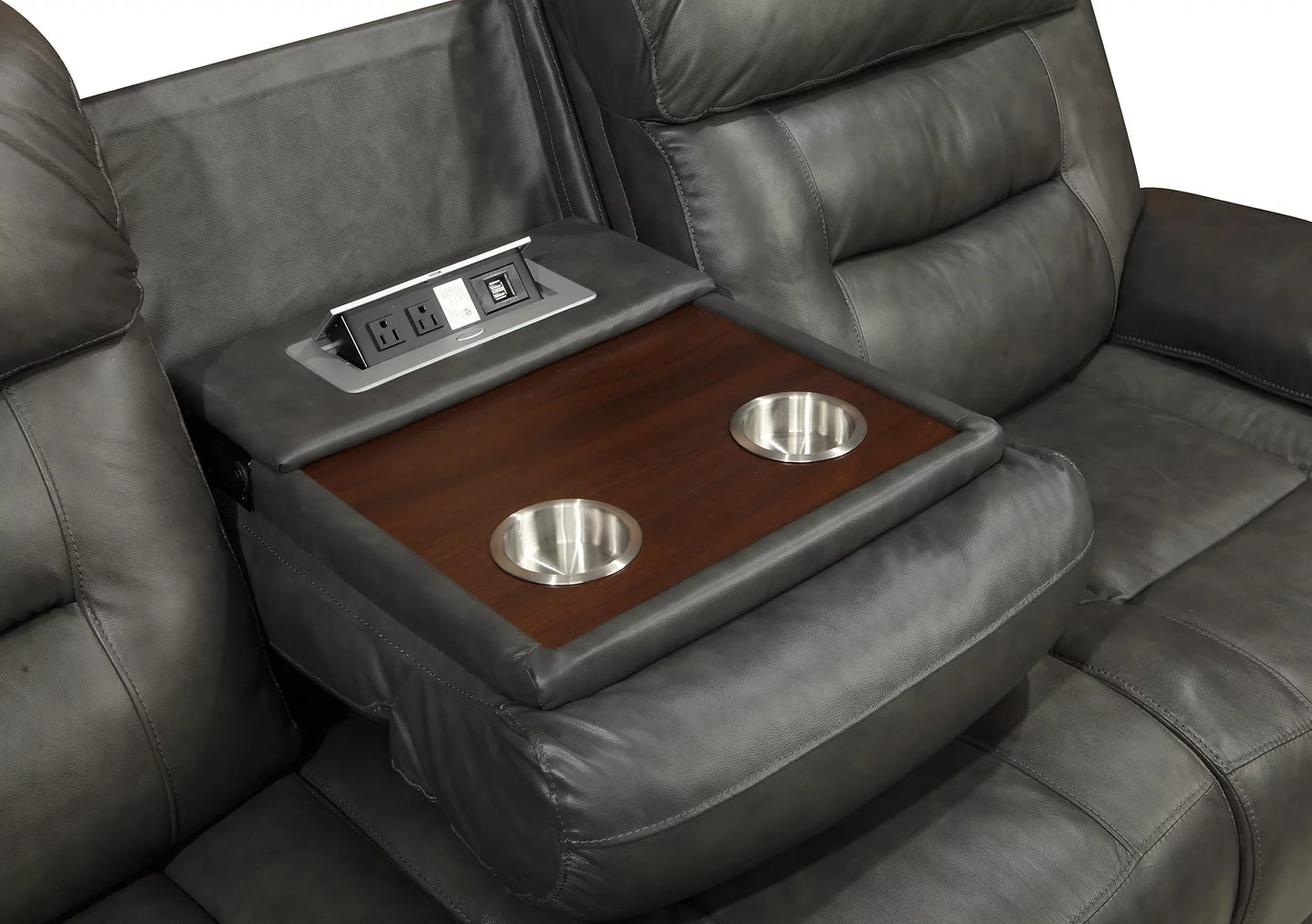 Rosewood Grey POWER/TOP GRAIN LEATHER Reclining 3pc Set S2226