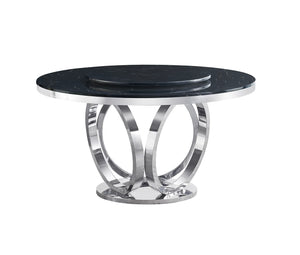 Maxi Silver/Black Faux Marble Dining Set D615